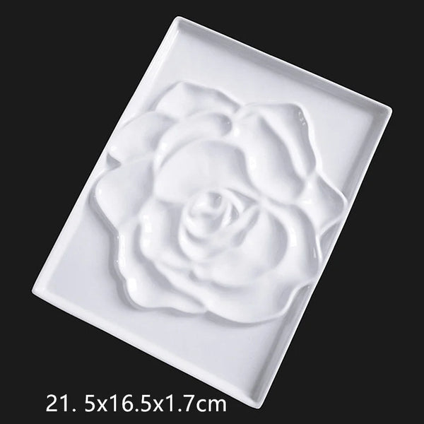 High quality Ceramic watercolor palette rectangular multi-grid white –  AOOKMIYA