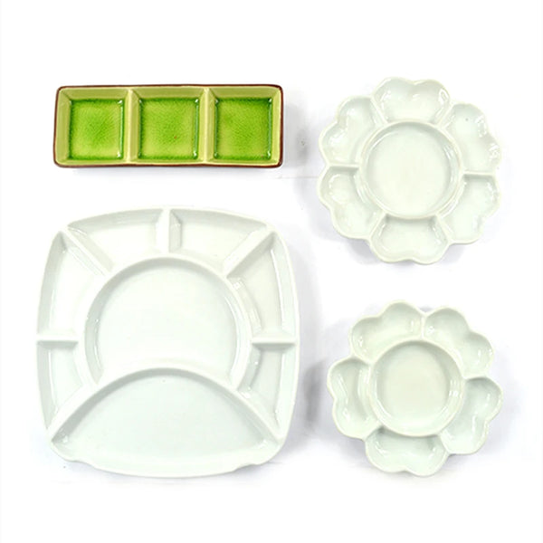 AOOKMIYA Ceramic Plum blossom Color Palette Watercolor Painting Dish Water Powder Dish Chinese Painting White Porcelain Color Palette