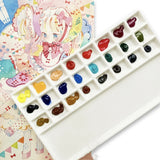 AOOKMIYA Ceramic palette ,Watercolor Painting Dish Water Powder Dish ,20/24 grid Big Toning area,Limited edition handmade white porcelain