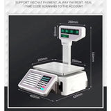Cheap Wifi Rs232 Led15kg 30kg Digital Cashier Scale Bar Code Label Printing Scale with Printer Supermarket Scale