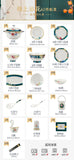 AOOKMIYA Chinese Bone China Tableware 6/10 Person Tableware Set Ceramic Dishes Household High-grade Rice Bowls and Chopsticks Plates.