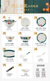 AOOKMIYA Chinese Bone China Tableware 6/10 Person Tableware Set Ceramic Dishes Household High-grade Rice Bowls and Chopsticks Plates.
