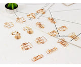 Clipe decorativo de papel de metal para escritório, clipe de papelão em formato de mini clipe de metal rosé e ouro para escritório com 15 espaços