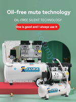Compressor de ar isenta de óleo silencioso, bomba de ar do carro mini, reparo home, inflação do pneu, compressor do sussurro, 750 W, 800W