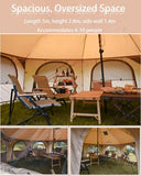Cotton Canvas Tent Bell - Yurts Breathable and Windproof Glamping for 6/8/10Person Family Camping Imported