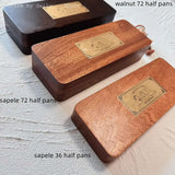 AOOKMIYA Cute Bear Walnut/Sapele Wooden Empty Watercolor Paint Box With Half Pans Professional Paint Palette Tray For Painting Art