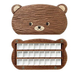 AOOKMIYA Cute Bear Walnut/Sapele Wooden Empty Watercolor Paint Box With Half Pans Professional Paint Palette Tray For Painting Art