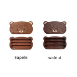 AOOKMIYA Cute Bear Walnut/Sapele Wooden Empty Watercolor Paint Box With Half Pans Professional Paint Palette Tray For Painting Art