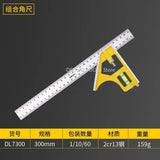 DELI 12 inch 300mm Adjustable Combination Square Angle Ruler 45 / 90 Degree with Bubble Level Multi-functional Measuring Tools