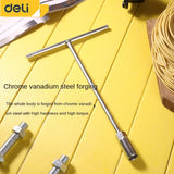 DELI 8mm-19mm T Type Universal Socket Wrench High Quality CR-V Steel Spanner Hand Tools For Auto Repair