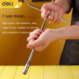 DELI 8mm-19mm T Type Universal Socket Wrench High Quality CR-V Steel Spanner Hand Tools For Auto Repair