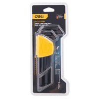 DELI 9pcsL Type Double-End Screwdriver Hex Wrench End Hex Key Set Ball End Hex Key with Black Finish Set Repair Hand Tool Set