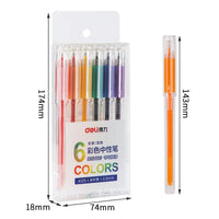 DELI Color Gel Pen 6 Colors Set 0.5mm Colorful Hightlight Writing Pen School Stationery Gel Ink Pens