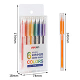 DELI Color Gel Pen 6 Colors Set 0.5mm Colorful Hightlight Writing Pen School Stationery Gel Ink Pens