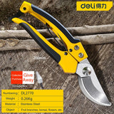 DELI Durable Pruning Shear Garden Tools Safety Labor saving High Carbon Steel scissors Gardening Plant Sharp Branch Pruners