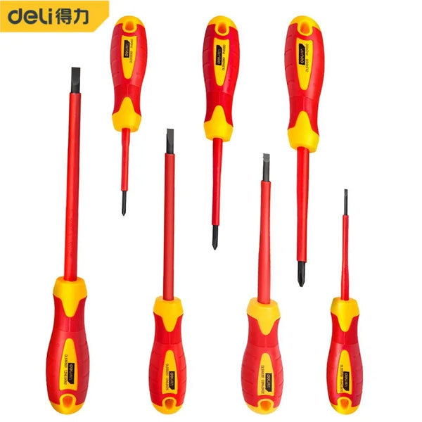 DELI Insulated Phillips Slotted Screwdriver 1000V Electrician Screwdrivers Repair Tool Screw Driver Hand Tool with Magnetic Tip