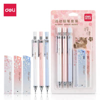 DELI Mechanical Pencil Set With HB Lead Replacement Retractable Pencils Refill for Students Stationery