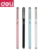 DELI Metal Gel Pen S93 Black Business Office Signature Pen 0.5mm Student Exam Dedicated Carbon Pen Writing Office Accessories