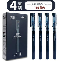 DELI NUSIGN Quick-drying Straight Liquid Roller Ball Pen 0.5mmExtremely Simple Series of Large-capacity Gel Pen 4PEN