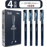 DELI NUSIGN Quick-drying Straight Liquid Roller Ball Pen 0.5mmExtremely Simple Series of Large-capacity Gel Pen 4PEN