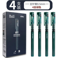 DELI NUSIGN Quick-drying Straight Liquid Roller Ball Pen 0.5mmExtremely Simple Series of Large-capacity Gel Pen 4PEN