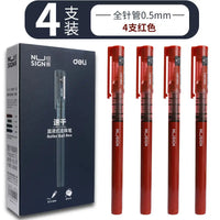 DELI NUSIGN Quick-drying Straight Liquid Roller Ball Pen 0.5mmExtremely Simple Series of Large-capacity Gel Pen 4PEN