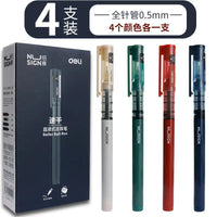 DELI NUSIGN Quick-drying Straight Liquid Roller Ball Pen 0.5mmExtremely Simple Series of Large-capacity Gel Pen 4PEN
