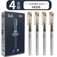 DELI NUSIGN Quick-drying Straight Liquid Roller Ball Pen 0.5mmExtremely Simple Series of Large-capacity Gel Pen 4PEN