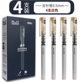 DELI NUSIGN Quick-drying Straight Liquid Roller Ball Pen 0.5mmExtremely Simple Series of Large-capacity Gel Pen 4PEN