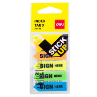 DELI PP Index Tabs Sign Here Marker 20*5 Sheets per Bag Color Sticker Dividers Adhesive Office Supplies Self Sitcky Notepads