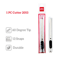 DELI Paper Cutter Wood Box Opener Art Knife 30 Degree Blade Metal Utility Craft Knife Cutter Cutting Knife