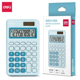 DELI Portable Calculator for Home Office Financial Accounting Calculators Solar Battery Power Calculating Machine Stationery