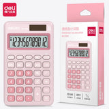 DELI Portable Calculator for Home Office Financial Accounting Calculators Solar Battery Power Calculating Machine Stationery