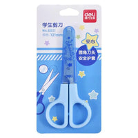 DELI Safty Scissors for Kids Student DIY Paper Scissors 122mm With Sleeve Cutting Tool Stationery