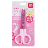 DELI Safty Scissors for Kids Student DIY Paper Scissors 122mm With Sleeve Cutting Tool Stationery