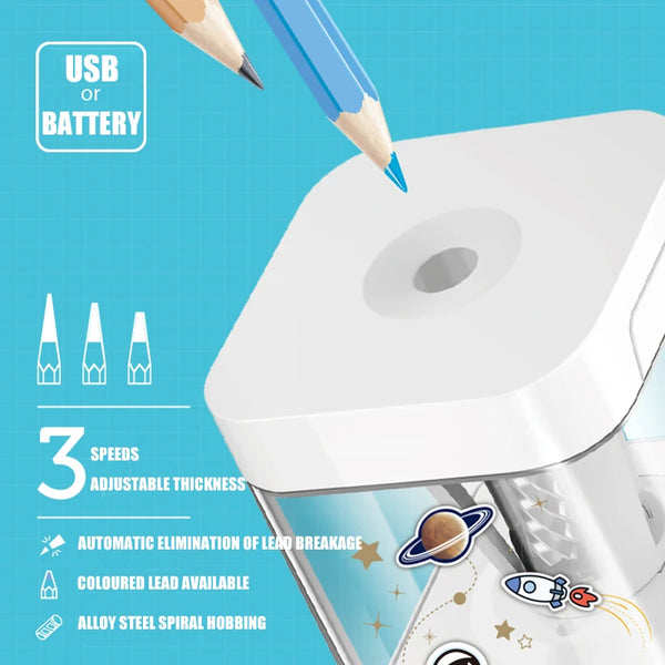 Spiral outlet pencil sharpener