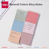 DELI Sticky Notes Self Adhesive Memo Paper Notepad Morandi Color Notes Paper 15 Sheets Per Pad Office Supplies