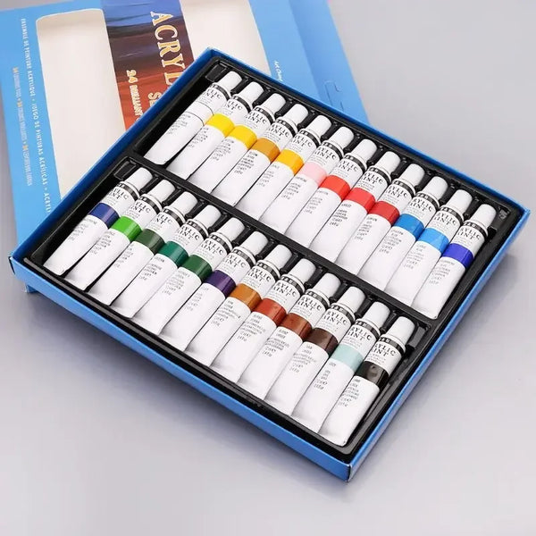 DIY24 Color Acrylic Paint Set Non-toxic and Durable 12ml Tube Drawing Painting Pigment Hand-painted Wall Paint Artist