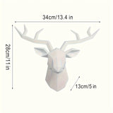 Deer Head Sculpture Animal Statue Figurines Wall Hanging Creative Elk Art Antlers Statuette For Office Decoration Wall Mount