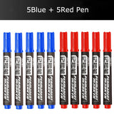 Deli 10/Lot Permenent Markers Pen 1.5MM Fine Point Waterproof CD  Whiteboard Pen 3 Color Crude Nib маркеры for Office Stationery