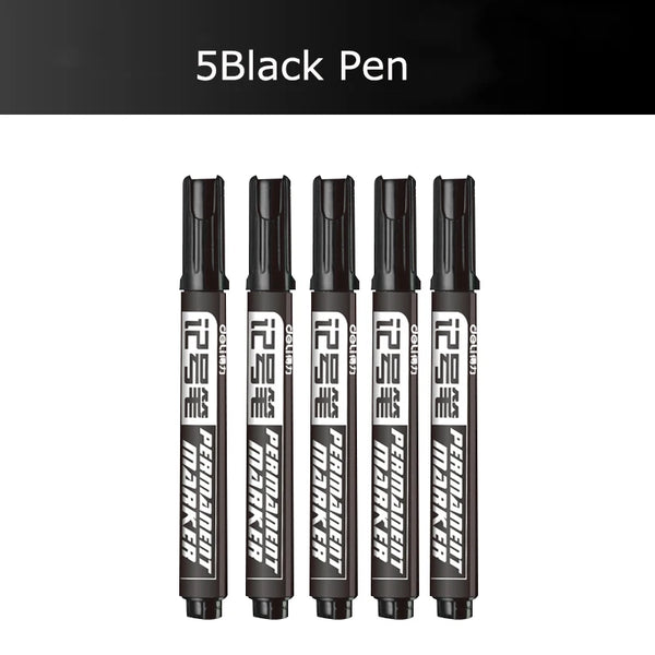 Deli 10/Lot Permenent Markers Pen 1.5MM Fine Point Waterproof CD  Whiteboard Pen 3 Color Crude Nib маркеры for Office Stationery