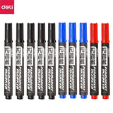 Deli 10/Lot Permenent Markers Pen 1.5MM Fine Point Waterproof CD  Whiteboard Pen 3 Color Crude Nib маркеры for Office Stationery