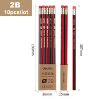 Deli 10pcs/lot Wooden Pencil HB 2B with Eraser Pencil Student Writing Drawing Pencils Stationery Supplies