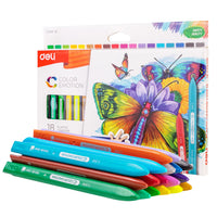 Deli 12/18/24 Colors Plastic Crayon Washable Non-toxic Coloring Pencil Erasable Wax Crayons Easy Clean Painting for Kids Gift