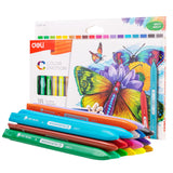 Deli 12/18/24 Colors Plastic Crayon Washable Non-toxic Coloring Pencil Erasable Wax Crayons Easy Clean Painting for Kids Gift