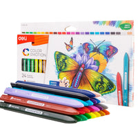 Deli 12/18/24 Colors Plastic Crayon Washable Non-toxic Coloring Pencil Erasable Wax Crayons Easy Clean Painting for Kids Gift