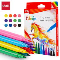 Deli 12/24 Colors Watercolor Pen Good Felt Tip Pen Drawing Children DIY Marker Pen School Stationery Supplies Students Painting