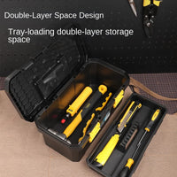 Deli 15/18 Inch Tool Box Double Layer Large Capacity Household Storage Box Multifunctional Electrician Tool Case Organizer
