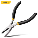 Deli 1Pcs Portable Durable Carbon Steel Forging Jewellery Pliers Light Weight Mini Pliers Hand Tools Round Flat Long Nose Pliers