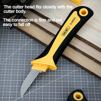 Deli 1Pcs Stainless Steel Hook Knife PVC Plastic Sheet Cutting Knife Electrician Cable Wire Stripping Knife Portable Hand Tools